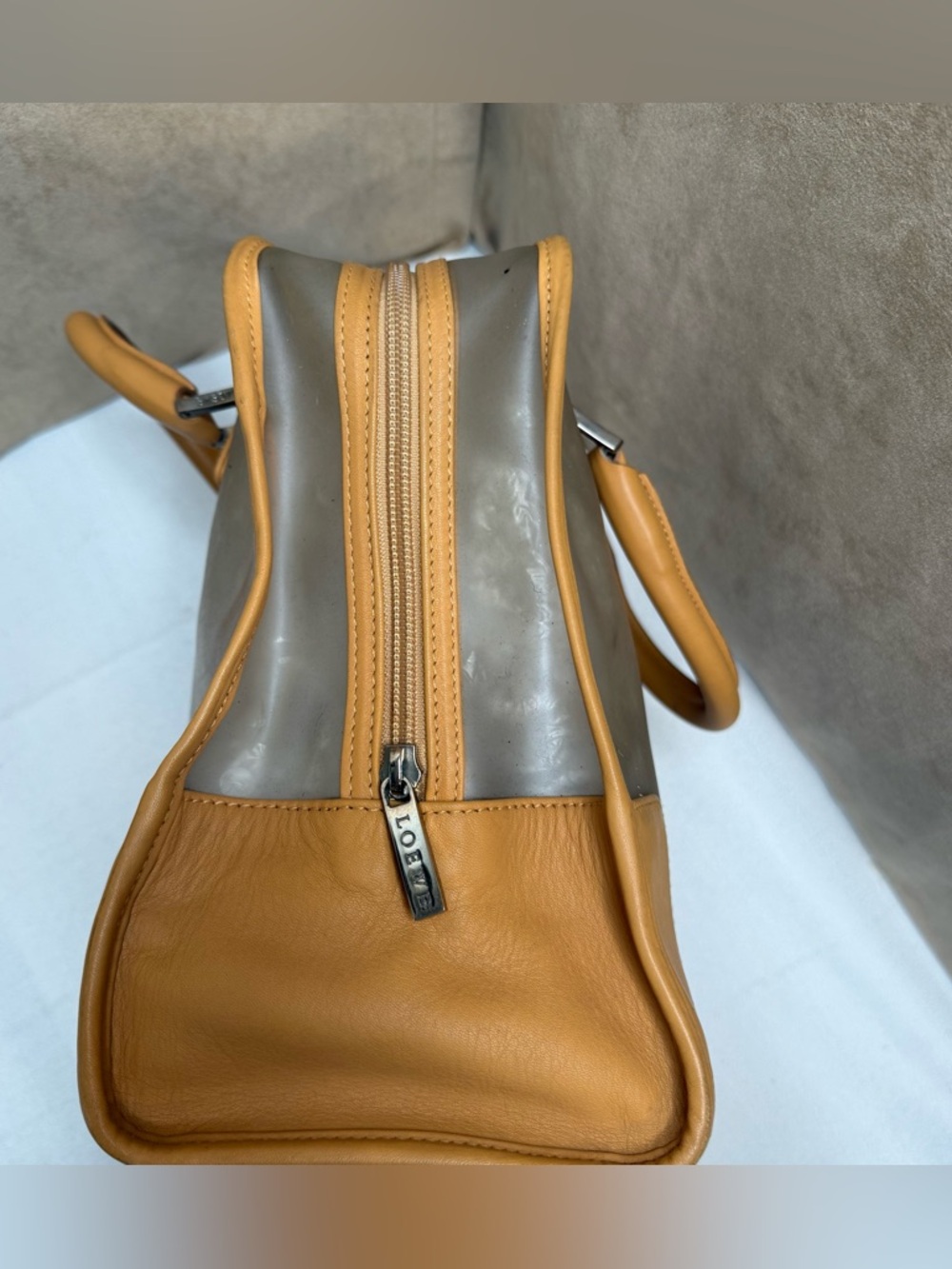 Loewe Amazona PVC & Tan Leather Satchel Top Handle w/ Pouch - Picture 6 of 14